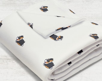 Tricolor Corgi Throw Blanket  / Baby Minky / Kids Velveteen Blanket / Cream Soft Silk Fabric / Tri Dog Lap Fleece / Mom Gift / Puppy Gift