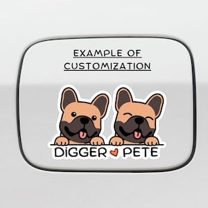 Custom Two French Bulldog Car Decal Sticker / Personalized Dog Name / Frenchie Head / Vinyl Removable Waterproof Outdoor / Bumper Window