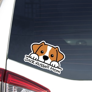 Jack Russell Terrier Mom Car Decal Sticker / Kawaii Cartoon Dog Puppy Vinyl Removable Waterproof Outdoor / Bumper Window Bottle Laptop