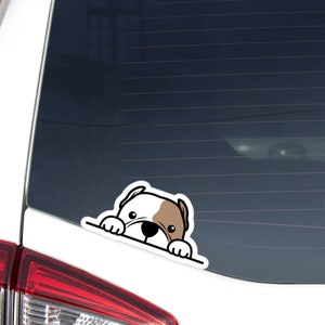 Custom Peeking American Bully Car Sticker Decal / Kawaii Bully Cartoon Dog Waterproof Removable Outdoor Vinyl Window Bumper Laptop Bottle