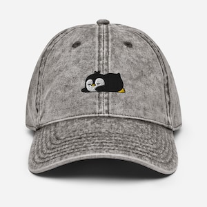 Lazy Penguin Dad Hat / Penguin Sleeping Vintage Style Baseball Cap / Animal Penguin Lover Gift / Funny Cute Kawaii