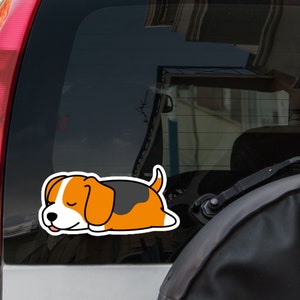 Lazy Beagle Car Sticker / Beagle Bumper Window Vinyl Decal / Sleeping Puppy Decal For Outdoor Use / Weather Resistant Outside / Beagle Gift