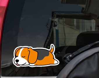 Lazy Beagle Car Sticker / Beagle Bumper Window Vinyl Decal / Sleeping Puppy Decal For Outdoor Use / Weather Resistant Outside / Beagle Gift