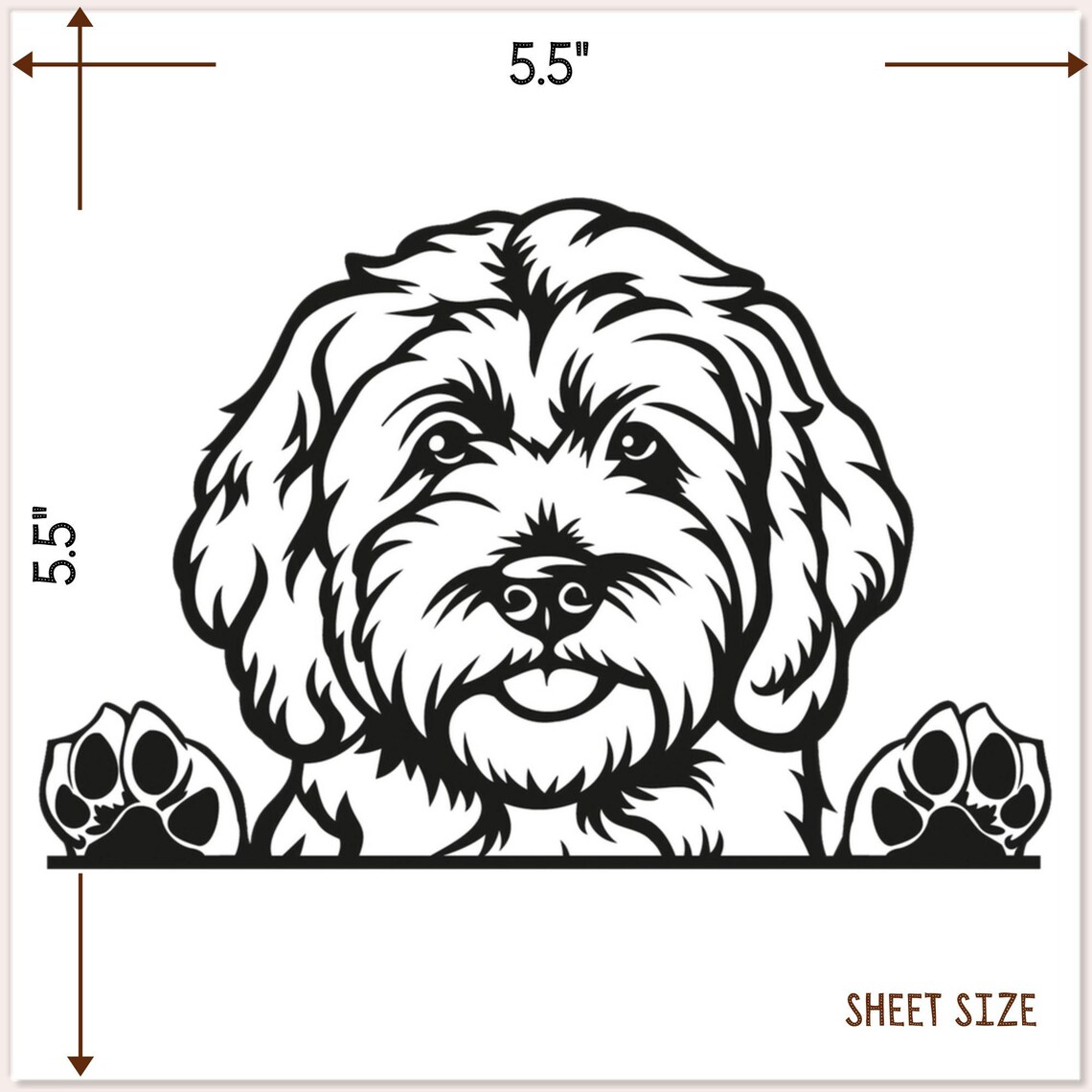 Labradoodle Car Decal – Peeking Black & White Dog Vinyl Waterproof ...
