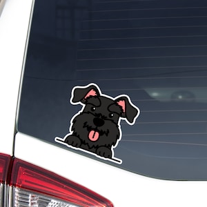 Custom Miniature Schnauzer Car Decal Sticker / Personalised Black Cute Mini Schnauzer Paws Up / Vinyl Outdoor Waterproof Bumper Window