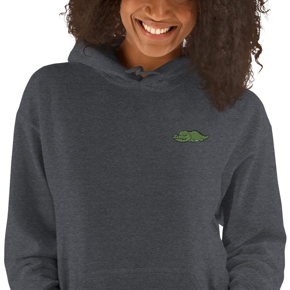 Crocodile Hoodie / Embroidered Crocodile / Kawaii Crocodile
