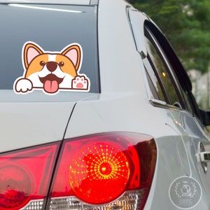 Peeking Welsh Corgi Paw Up Sticker / Vinyl Decal Weather Resistant Outside Of Car / For 2" X 3" - 9" X 14" Sheet Size  (Outdoor+Indoor Use)
