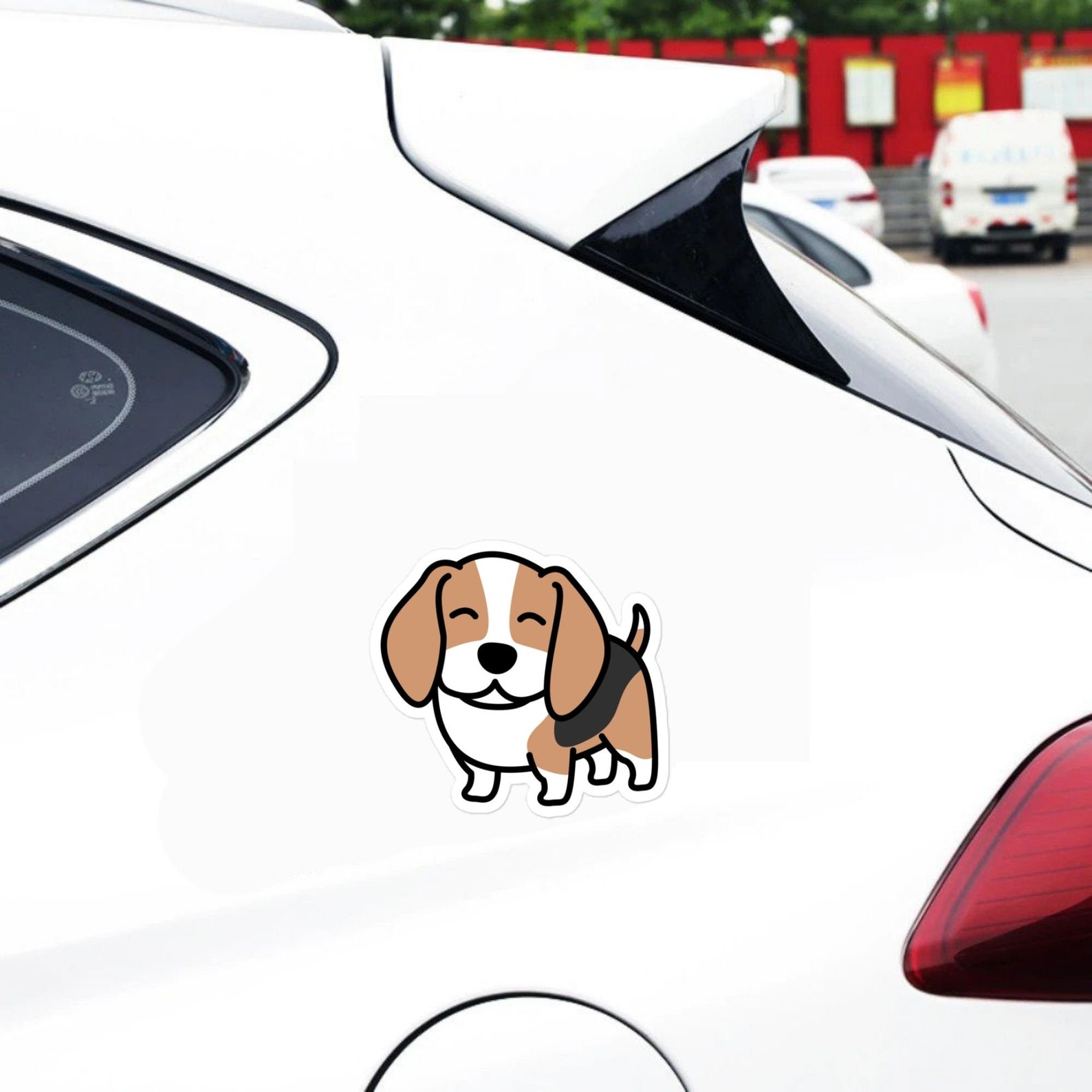 Cute Beagle Car Sticker / Puppy Vinyl Decal Bumper Window Etsy