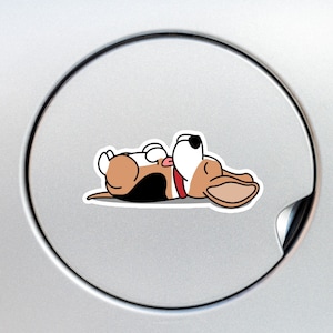 Lazy Beagle Car Sticker / Puppy Vinyl Decal Bumper Window Laptop Bottle / Dog Lying Back  Decal Outdoor / Weather Resistant  / Beagle Gift