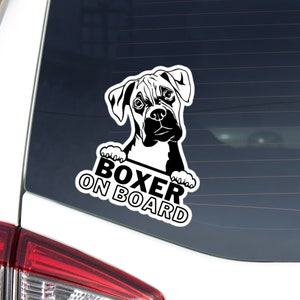 Boxer Mom Car Sticker Decal / Peeking Kawaii Brown Boxer Dog Head Face / Vinyl Waterproof Removable Outdoor / Window Bumper