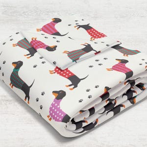 Dachshund Throw Blanket  / Baby Minky / Kids Velveteen Blanket / Cream Soft Silk Fabric / Sausage Dog Lap Fleece / Mom Gift / Puppy Gift
