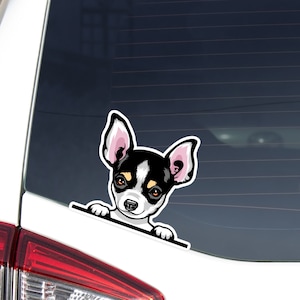 Peeking Chihuahua Car Decal Sticker / Black & White Chihuahua Dog Vinyl Waterptroof / Bumper Window Laptop Bottle Outdoor Removable Decal