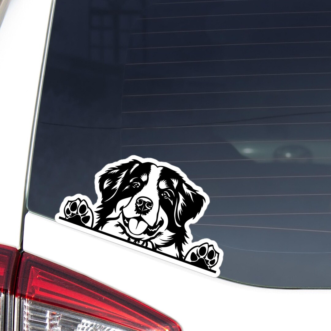 Bernese Mountain Dog Car Decal - Peeking Black & White Bernie Dog Vinyl ...