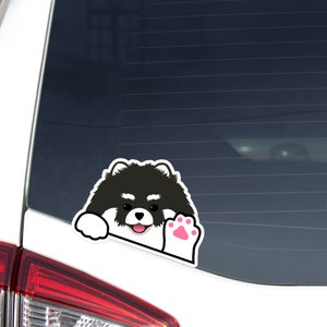 Custom Black&White Pomeranian Spitz Car Decal / Peeking Kawaii Pomeranian German Dog / Bumper Window Laptop Vinyl Waterproof Removable