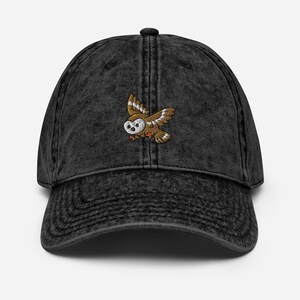 Embroidered Owl Dad Hat / Hawk Owl Cap / Vintage Style Baseball Cap / Wild Bird Animal Gift / Funny Cute Kawaii Cartoon