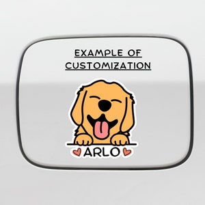 Golden Retriever Car Decal Sticker / Peeking Golden Lab Puppy / Custom Name / Vinyl Waterproof Removable Outdoor / Bumper Window Bottle