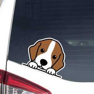 Peeking Beagle Car Sticker Decal / Kawaii Beagle Dog Puppy Waterproof Vinyl Window Bumper Laptop Water Bottle / Outdoor + Indoor