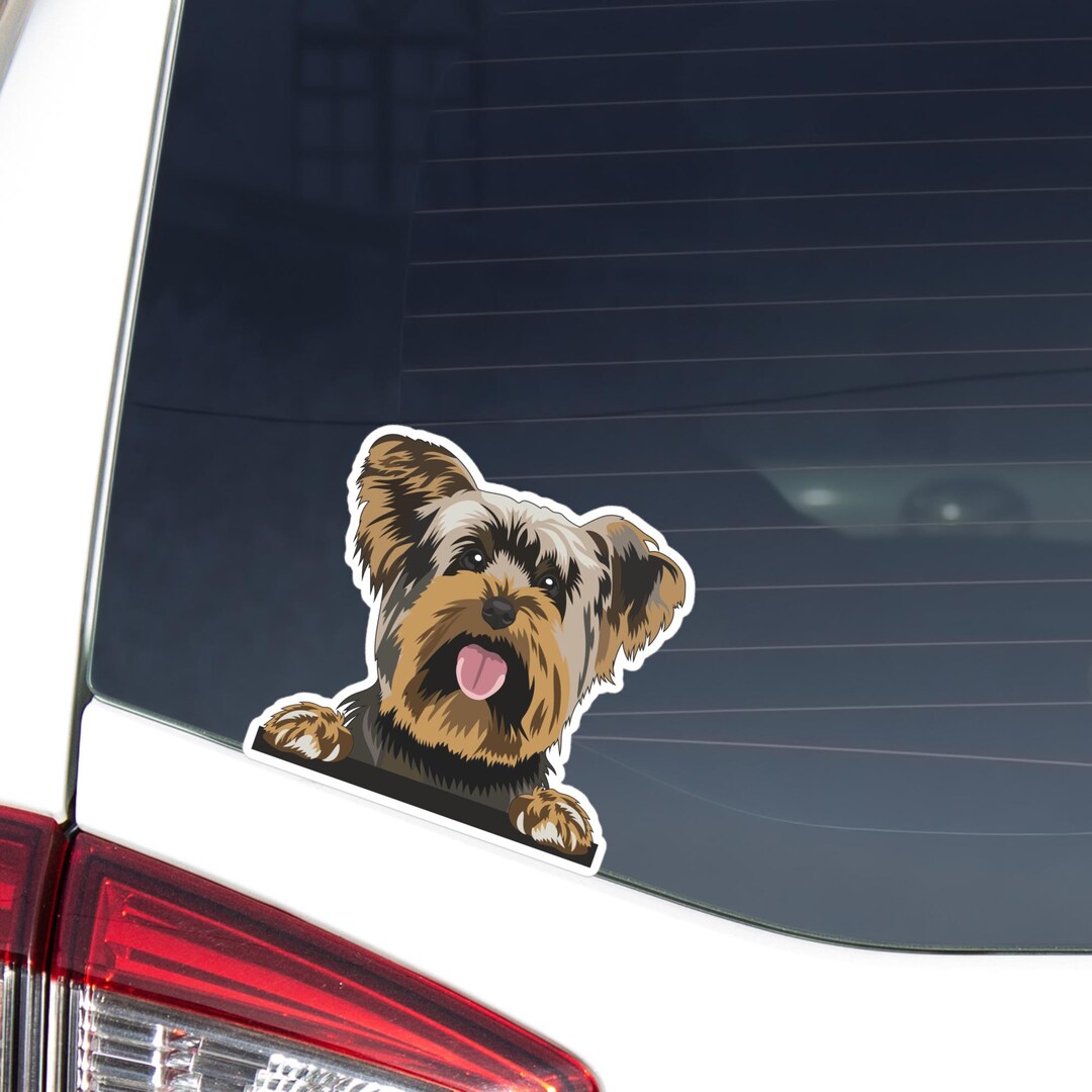 Yorkshire Terrier Car Decal Sticker / Peeking Watrcolor Yorkie Dog Head ...