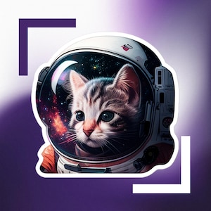 Cat Astronaut Helmet Car Decal Sticker / Astrocat Space Suit Head Face / Vinyl Waterproof Removable Outdoor / Bumper Window Laptop