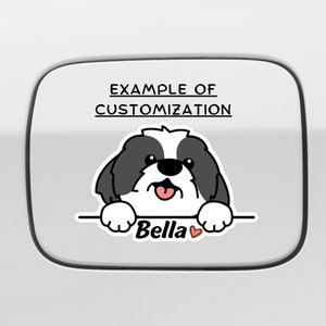 Custom Black & White Shih Tzu Car Decal Sticker / Personalized Dog Name / Peeking Shih Tzu Vinyl Bumper Window Waterproof Removable Outdoor