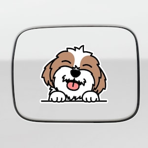 Brown Shih Tzu Car Sticker Decal / Peeker Shih Tzu Vinyl Bumper Window Decal Waterproof / Dog Paws Up Wall (Outdoor + Indoor)