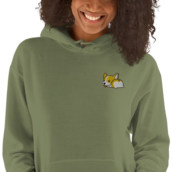 Corgi Hoodie Embroidered Cute Red Corgi Butt Kawaii Dog