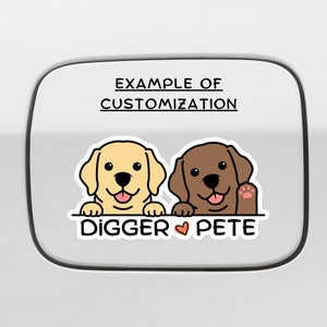 Custom Two Labrador Retriever Car Decal Sticker / Personalized Name / Peeking Dog Head / Vinyl Waterproof Removable Outdoor / Bumper Window