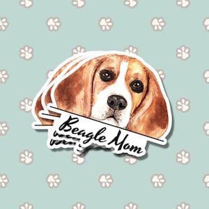 Peek-a-Boo Beagle Mom Car Sticker Decal / Peeking Beagle Dog Head Face / Vinyl Waterproof Removable Outdoor / Window Bumper Laptop