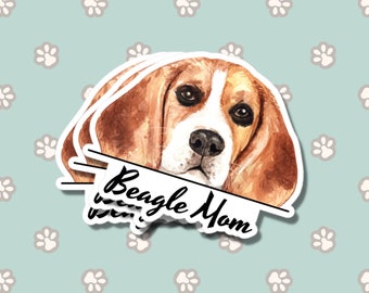 Beagle Mom Car Decal - Peeking Dog Waterproof Vinyl Sticker