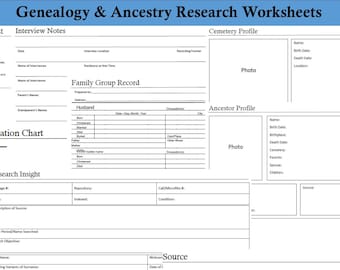 Family History Worksheet Bundle | Ancestry Research | Genealogy Planner | PDF