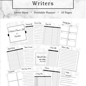Master Planner Kit für Schriftsteller Autoren, Schreibplaner, Autoren Kit, Schreibziele, Schreibplan, Marmor druckbarer Planer, Digitaler Planer