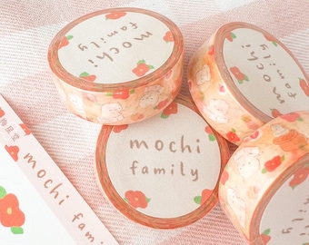 Nastro Washi della famiglia Mochi / Nastro Washi Kwaii / Nastro adesivo / Kawaii Mochi / Fragola Daifuku / Capodanno / Stazionario carino / Cibi invernali