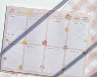Macaron Weekly Planner - bella cartoleria, macaron francese, colore pastello, regalo per lei, agenda settimanale, arte macaron, forniture per pianificatore