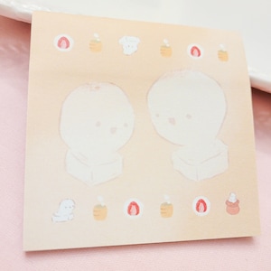 Nota adesiva da Família Mochi - papel de carta kawaii, nota adesiva fofa, bloco de notas divertido, personagens fofinhos, bloco de notas