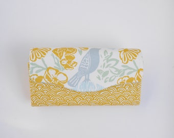 Handmade Necessary Clutch Wallet, NCW, Smart Phone Wallet, Mustard Shape and Floral Design