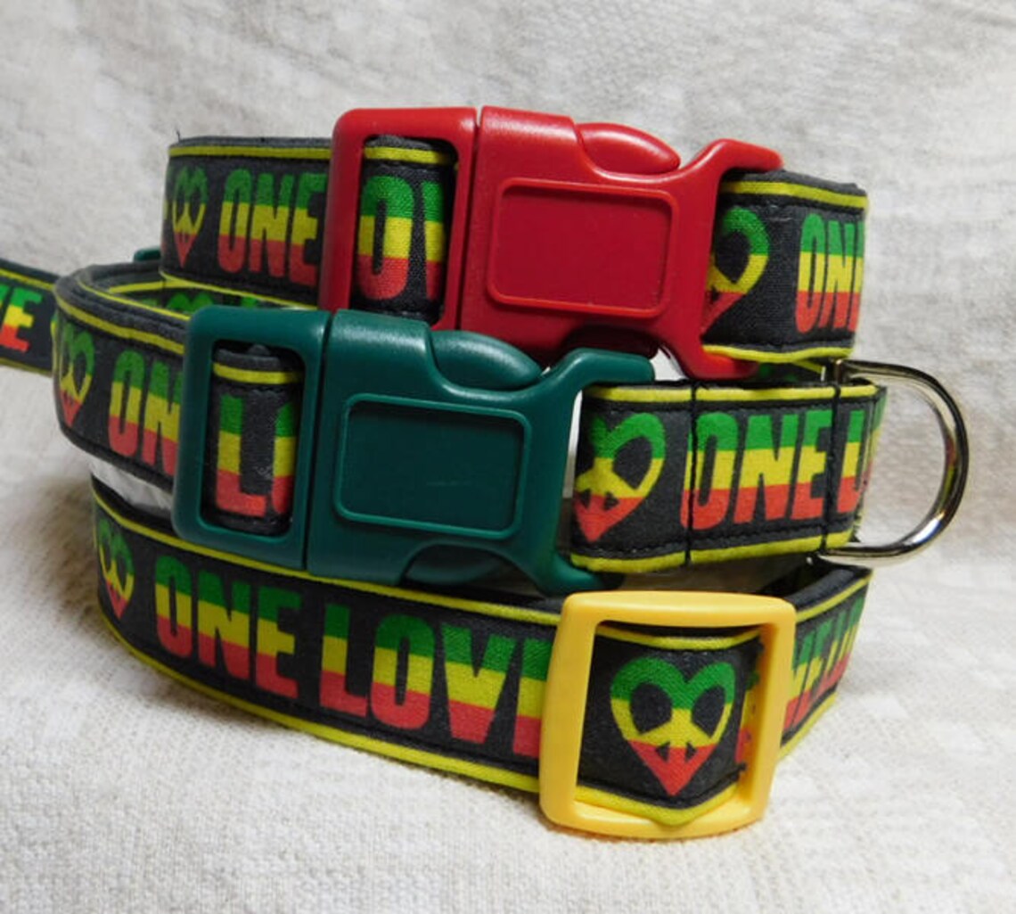 Rasta Dog Collar / One Love / Reggae Dog Collar /rastafari / Etsy