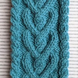 Wool/Alpaca Headband, Women Ear Warmer, Braided Warm Head band, Heart Cable Knit Headband, Head wrap, Light Brown, Grey, Orange EarWarmer Aqua Blue