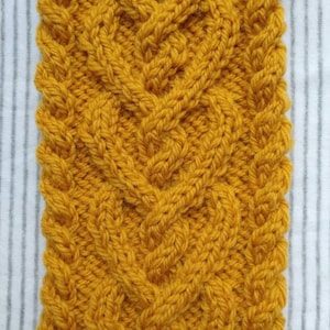 Wool/Alpaca Headband, Women Ear Warmer, Braided Warm Head band, Heart Cable Knit Headband, Head wrap, Light Brown, Grey, Orange EarWarmer Mustard Yellow