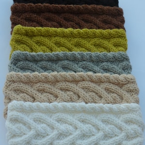 Bandeau en laine/alpaga, cache-oreilles pour femme, bandeau chaud tressé, bandeau en tricot torsadé coeur, serre-tête, marron clair, gris, orange image 1