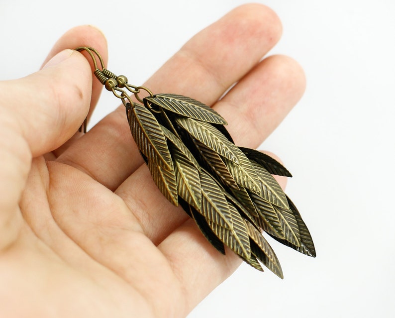 Dangle earrings Leaf earrings Boho jewelry Tribal jewelry Mother in law gift for daughter gift for sister birthday gift for grandma gift her