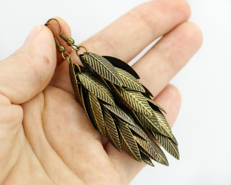 Dangle earrings Leaf earrings Boho jewelry Tribal jewelry Mother in law gift for daughter gift for sister birthday gift for grandma gift her
