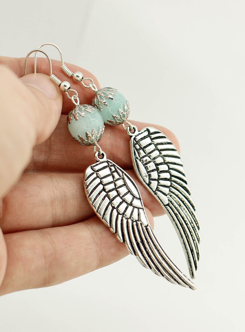 Wing earrings Long earrings Dangle earring Statement earring Etsy