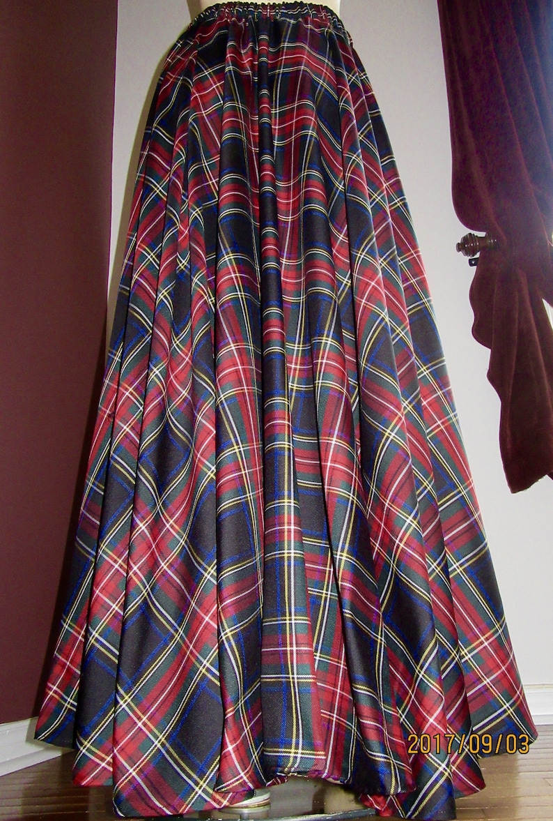 Black Stewart Floor Length Skirtred Black Plaid Full Circle Etsy