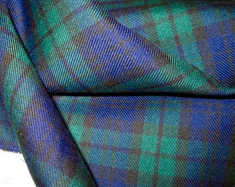 Sale by Yard~Black Watch Tartan Plaid Poly Viscose Fabric~Kilts Skirts Suiting Fabric~Sewing Blue Black Green Black Watch Fabric~@sohoskirts