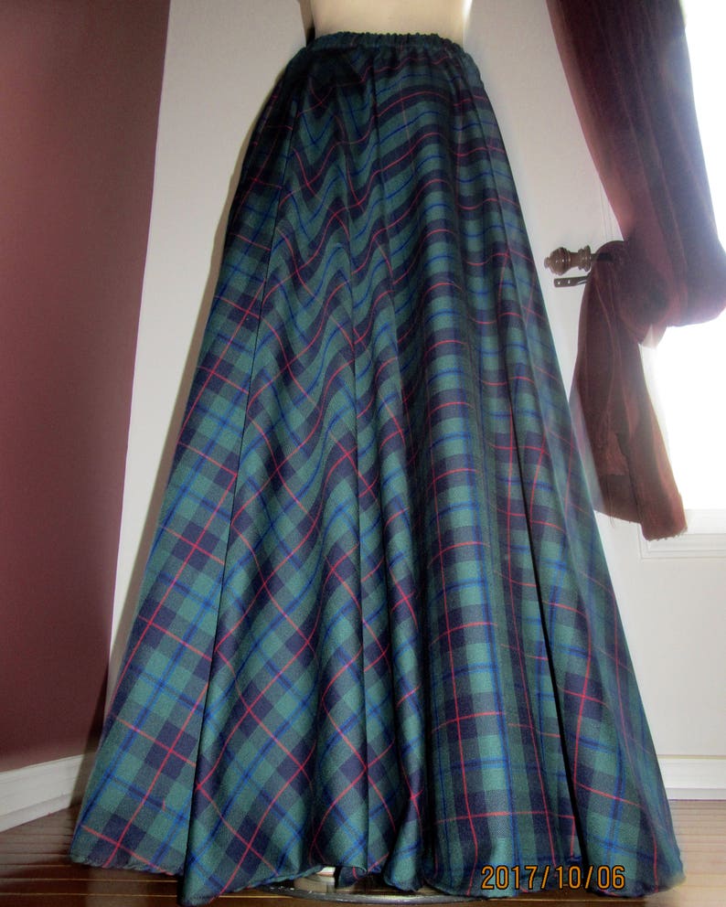 Armstrong Circle Skirt W Pocketred Green Blue Plaid Maxi Etsy