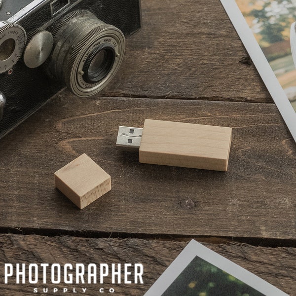 16GB Wooden USB Flash Drive with Magnet Top | Light Wood USB | Custom Engraving Available