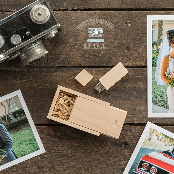 Small Wood USB Drive Box Photo Photography Packaging