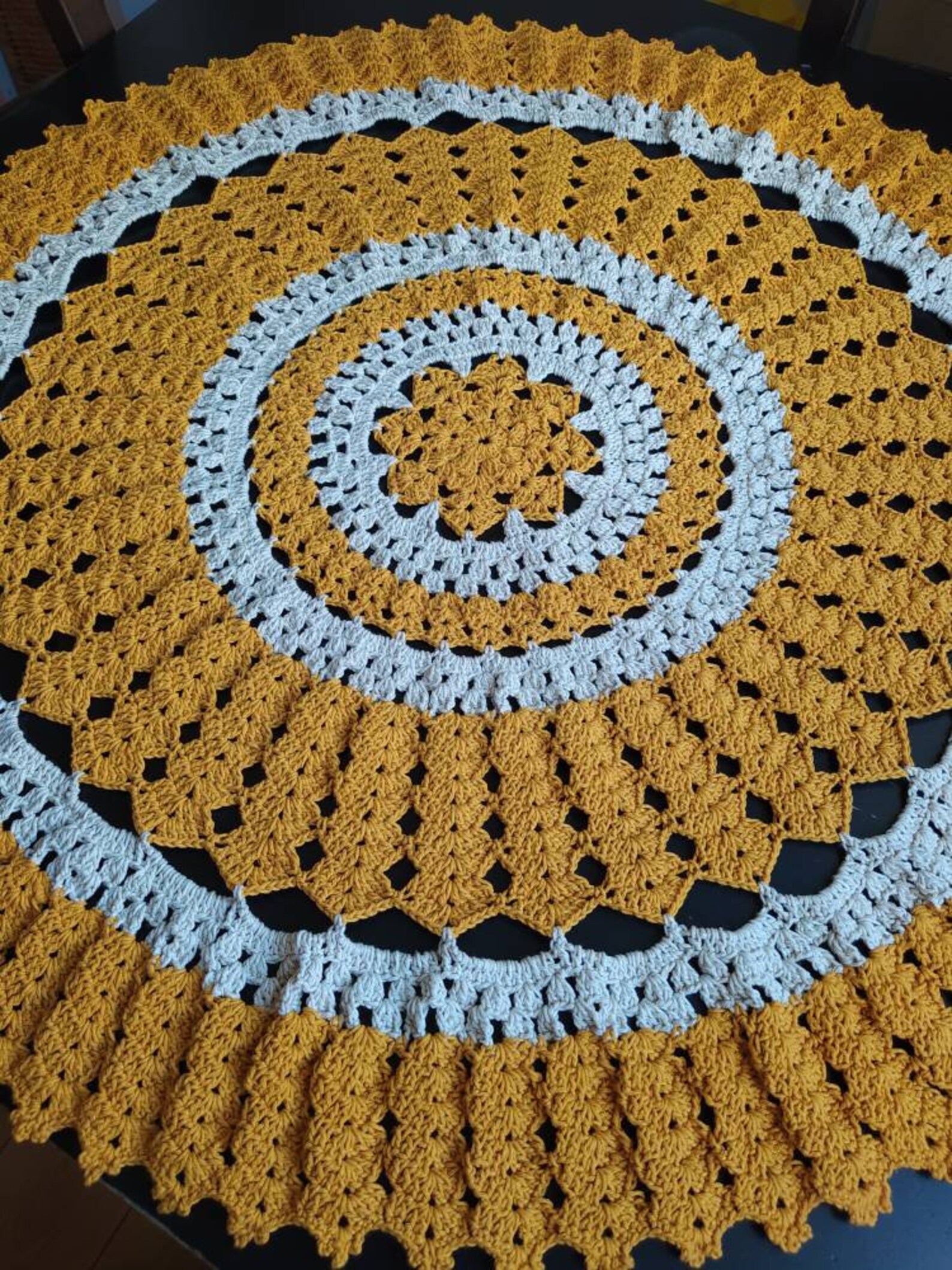 Large Crochet Round Tablecloth Handmade Table Decoration Etsy