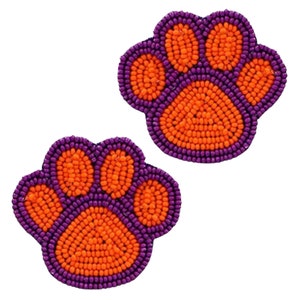 Beaded Paw Game Day Earrings