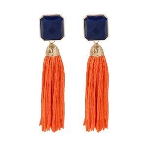 Game Day Tassel Earrings | Navy & Orange